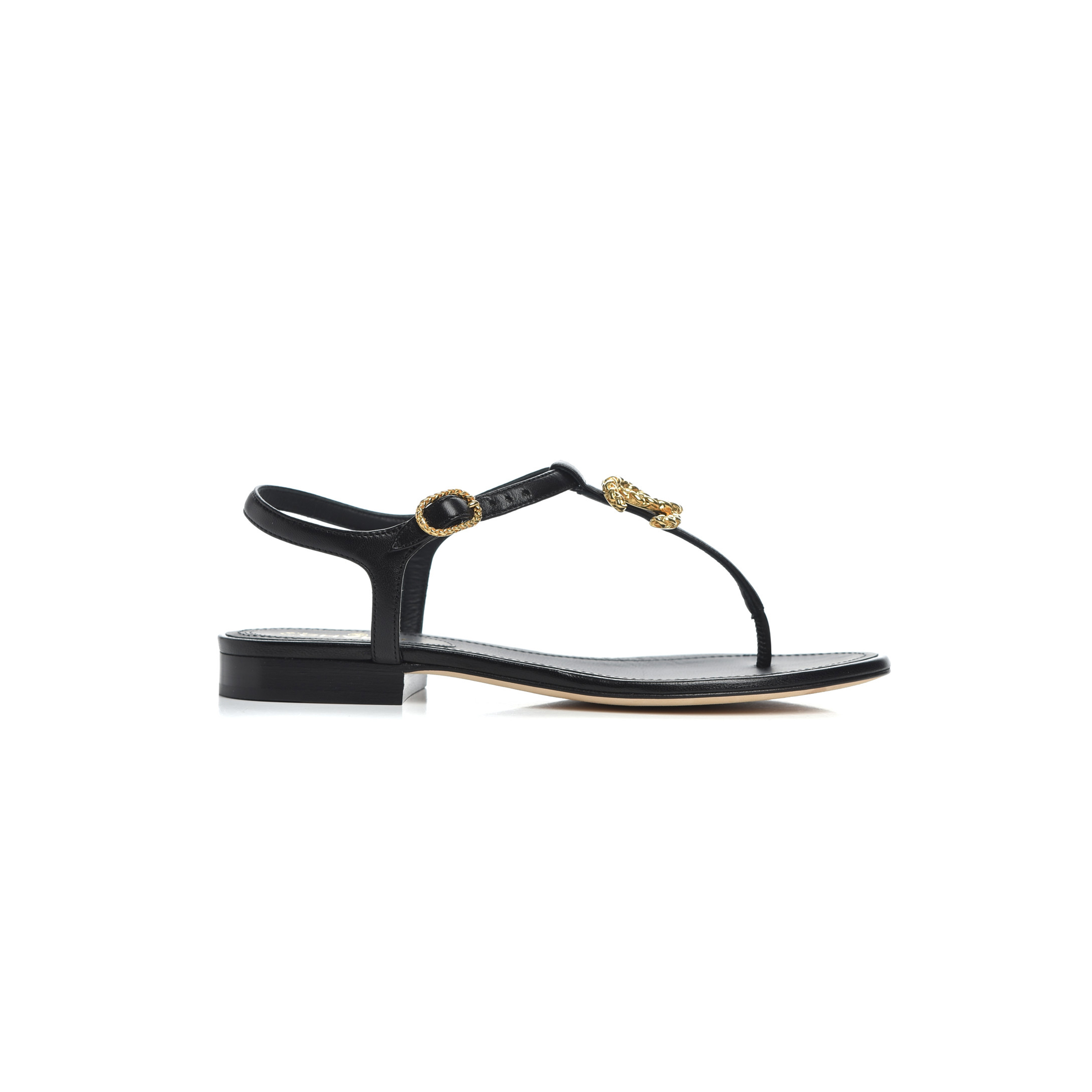 CHANEL LEATHER WOMEN’S SANDALS BLACK GOLD HARDWARE